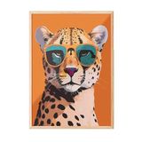 Zestia Ahşap Çerçeveli Tablo, Gözlüklü Leopar Pop Art, Genç Odası Dekoru Poster No: 112486 30 x 40