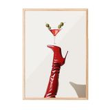 Zestia Ahşap Çerçeveli Tablo, Kırmızı Çizme ve Martini, Salon Dekoru Poster No: 112513 70 x 100