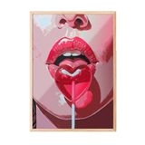 Zestia Ahşap Çerçeveli Tablo, Kırmızı Dudak ve Lolipop – Pop Art, Genç Odası Dekoru Poster No: 112984 70 x 100