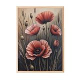 Zestia Ahşap Çerçeveli Tablo, Kırmızı Gelincikler – Romantik Çiçek Tarlası, Salon Dekoru Poster No: 103083 15 x 21