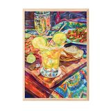 Zestia Ahşap Çerçeveli Tablo, Kokteyl Bardağı, Limonlu İçecek, Canlı Masa Detayı Poster No: 106666 21 x 30