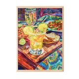Zestia Ahşap Çerçeveli Tablo, Kokteyl Bardağı, Limonlu İçecek, Canlı Masa Detayı Poster No: 106666 50 x 70