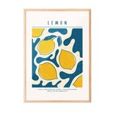 Zestia Ahşap Çerçeveli Tablo, Limon Deseni, Mutfak Dekoru, Retro Stil Poster No: 106618 21 x 30