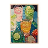 Zestia Ahşap Çerçeveli Tablo, Limonlu Yeşil Kokteyl İçecek Tasarımı, Mutfak Dekoru Poster No: 113298 70 x 100