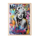 Zestia Ahşap Çerçeveli Tablo Marilyn Monroe Graffiti Arka Plan Pop Art Tarzı Poster 106530, 15 x 21