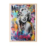 Zestia Ahşap Çerçeveli Tablo Marilyn Monroe Graffiti Arka Plan Pop Art Tarzı Poster 106530, 30 x 40