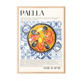 Zestia Ahşap Çerçeveli Tablo, Paella Tabağı, Mutfak Dekoru, Mavi Seramik Stil Poster No: 106688 50 x 70