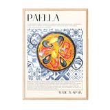 Zestia Ahşap Çerçeveli Tablo, Paella Tabağı, Mutfak Dekoru, Mavi Seramik Stil Poster No: 106688 70 x 100