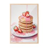 Zestia Ahşap Çerçeveli Tablo, Pancake Üzerinde Kiraz – Sevimli Stil, Mutfak Dekoru Poster No: 109486 15 x 21