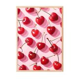 Zestia Ahşap Çerçeveli Tablo Parlak Kırmızı Kirazlar – Pop Art Mutfak Dekoru Poster 106187, 70 x 100