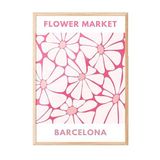 Zestia Ahşap Çerçeveli Tablo, Pembe Çiçek Deseni – Flower Market, Mutfak Dekoru Poster No: 101952 50 x 70