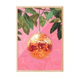 Zestia Ahşap Çerçeveli Tablo, Pembe Tropikal Meyve ve Yaprak Kompozisyonu, Mutfak Dekoru Poster No: 110220 30 x 40