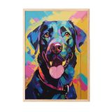 Zestia Ahşap Çerçeveli Tablo, Renkli Köpek Portresi – Pop Art, Genç Odası Dekoru Poster No: 112569 30 x 40