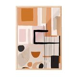 Zestia Ahşap Çerçeveli Tablo, Retro Geometrik Desen – Modern Tasarım, Ofis Dekoru Poster No: 112837 30 x 40