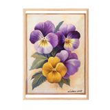 Zestia Ahşap Çerçeveli Tablo, Sarı Mor Menekşe, Botanik Çizim Poster No: 107422 21 x 30