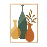 Zestia Ahşap Çerçeveli Tablo Seramik Vazolar ve Bitkiler – Natürmort Salon Dekoru Poster 102330, 21 x 30