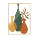 Zestia Ahşap Çerçeveli Tablo Seramik Vazolar ve Bitkiler – Natürmort Salon Dekoru Poster 102330, 30 x 40