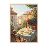 Zestia Ahşap Çerçeveli Tablo, Toskana Tarzı Balkon ve Sokak Manzarası, Salon Dekoru Poster No: 113390 50 x 70