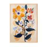 Zestia Ahşap Çerçeveli Tablo Turuncu Çiçek Deseni – Retro Botanik Koridor Dekoru Poster 105823, 70 x 100