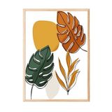 Zestia Ahşap Çerçeveli Tablo, Turuncu ve Yeşil Yapraklar – Soyut, Genç Odası Dekoru Poster No: 102339 21 x 30