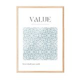 Zestia Ahşap Çerçeveli Tablo, Value Minimal Mavi Desen, Çalışma Odası Dekoru Poster No: 112094 50 x 70