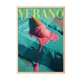 Zestia Ahşap Çerçeveli Tablo, Verano Retro Yaz Reklamı, Salon Dekoru Poster No: 109650 21 x 30