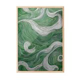 Zestia Ahşap Çerçeveli Tablo, Yeşil Dalga Deseni, Çalışma Odası Dekoru Poster No: 112385 50 x 70
