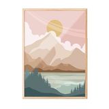 Zestia Ahşap Çerçeveli Tablo, Yeşil Tonlarda Minimal Doğa Manzarası, Salon Dekoru Poster No: 107956 30 x 40