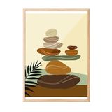 Zestia Ahşap Çerçeveli Tablo, Zen Taşları, Dengede Duran Kaya Kompozisyonu Poster No: 107922 15 x 21