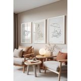 Zestia Beyaz Çerçeveli 3’lü Tablo Seti, Dalga, Sörf ve Şezlong Çizimleri, Salon Set No: 30022 15 x 21