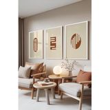Zestia Beyaz Çerçeveli 3’lü Tablo Seti, Earth Tones – Minimal Dokular, Ofis Set No: 30100 10 x 15