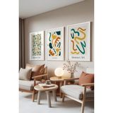 Zestia Beyaz Çerçeveli 3’lü Tablo Seti, Matisse Abstract – Renkli Figürler, Ofis Set No: 30092 10 x 15