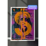 Zestia Beyaz Çerçeveli Duvar Tablosu Renkli Dolar Sembolü Pop Art Portre Çalışması Salon Dekoru, 15 x 21