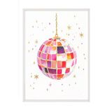 Zestia Beyaz Çerçeveli Duvar Tablosu Retro Disko Topu Genç Odası Dekoru, 10 x 15