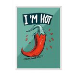 Zestia Beyaz Çerçeveli Tablo, Acı Biber İle Mizahi Çizim – I’m Hot, Genç Odası Dekoru Poster No: 108015 70 x 100