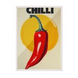 Zestia Beyaz Çerçeveli Tablo, CHILLI Biber Tipografi Çizimi, Genç Odası Dekoru Poster No: 109576 70 x 100