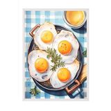 Zestia Beyaz Çerçeveli Tablo, Kahvaltı Sofrası – Neşeli Tasarım, Mutfak Dekoru Poster No: 113050 70 x 100