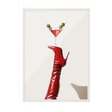 Zestia Beyaz Çerçeveli Tablo, Kırmızı Çizme ve Martini, Salon Dekoru Poster No: 112513 50 x 70