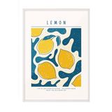 Zestia Beyaz Çerçeveli Tablo, Limon Deseni, Mutfak Dekoru, Retro Stil Poster No: 106618 30 x 40