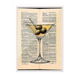 Zestia Beyaz Çerçeveli Tablo, Martini Kadehi ve Zeytin – Retro Çizim, Mutfak Dekoru Poster No: 111003 30 x 40