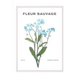 Zestia Beyaz Çerçeveli Tablo, Mavi Çiçek Dalları – Minimal Botanik, Salon Dekoru Poster No: 100777 30 x 40