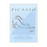 Zestia Beyaz Çerçeveli Tablo, Mavi Çizgi Figür – Picasso Tarzı, Ofis Dekoru Poster No: 101934 15 x 21