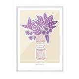 Zestia Beyaz Çerçeveli Tablo, Mor Vazo Çiçekleri – Floral Sanat, Yatak Odası Dekoru Poster No: 100996 70 x 100