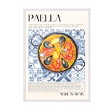Zestia Beyaz Çerçeveli Tablo, Paella Tabağı, Mutfak Dekoru, Mavi Seramik Stil Poster No: 106688 21 x 30
