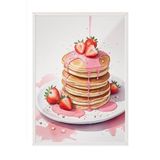 Zestia Beyaz Çerçeveli Tablo, Pancake Üzerinde Kiraz – Sevimli Stil, Mutfak Dekoru Poster No: 109486 21 x 30