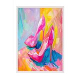 Zestia Beyaz Çerçeveli Tablo, Pastel Tonda Topuklu Ayakkabı, Yatak Odası Dekoru Poster No: 111882 70 x 100