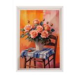 Zestia Beyaz Çerçeveli Tablo, Pastel Vazo ve Çiçekler – Natürmort, Mutfak Dekoru Poster No: 109802 30 x 40