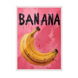 Zestia Beyaz Çerçeveli Tablo, Pop-Art Muz İllüstrasyonu, Mutfak Dekoru Poster No: 109714 30 x 40