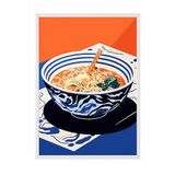 Zestia Beyaz Çerçeveli Tablo, Ramen Kasesi Japon Tarzı İllüstrasyon, Mutfak Dekoru Poster No: 108014 30 x 40