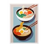 Zestia Beyaz Çerçeveli Tablo, Ramen & Yumurta – Japon Lezzeti, Mutfak Dekoru Poster No: 109997 50 x 70